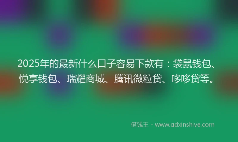 2025年的最新什么口子容易下款有：袋鼠钱包、悦享钱包、瑞耀商城、腾讯微粒贷、哆哆贷等。