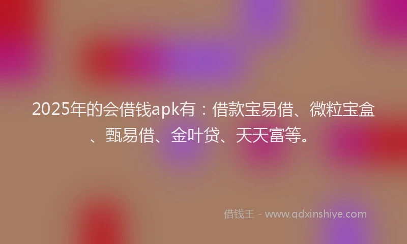 2025年的会借钱apk有：借款宝易借、微粒宝盒、甄易借、金叶贷、天天富等。