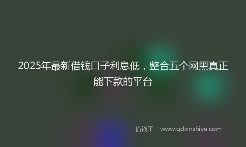 2025年最新借钱口子利息低，整合五个网黑真正能下款的平台