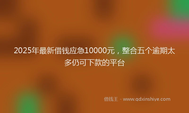 2025年最新借钱应急10000元，整合五个逾期太多仍可下款的平台