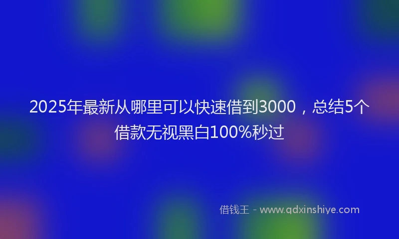 2025年最新从哪里可以快速借到3000，总结5个借款无视黑白100%秒过