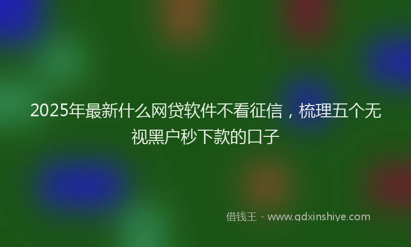 2025年最新什么网贷软件不看征信，梳理五个无视黑户秒下款的口子