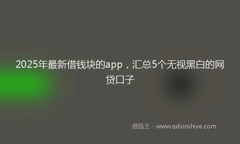 2025年最新借钱块的app，汇总5个无视黑白的网贷口子