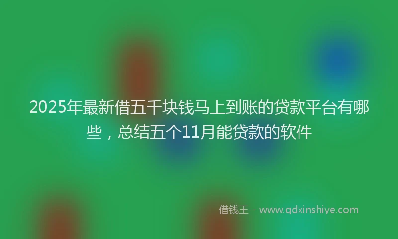 2025年最新借五千块钱马上到账的贷款平台有哪些，总结五个11月能贷款的软件