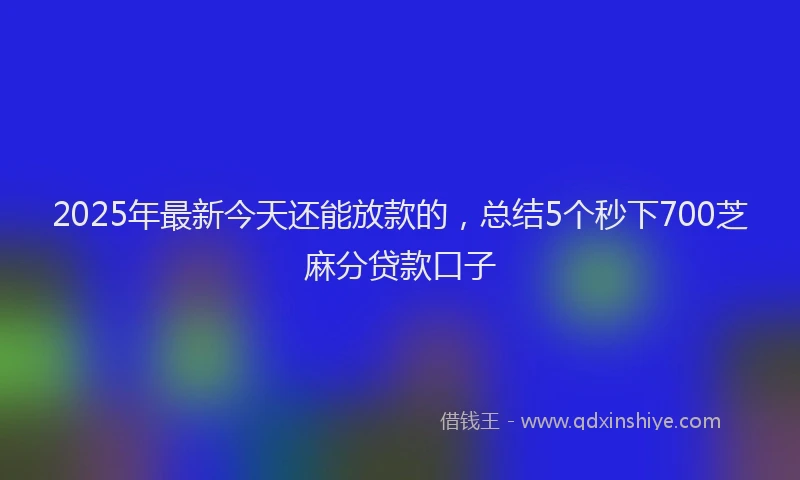 2025年最新今天还能放款的，总结5个秒下700芝麻分贷款口子