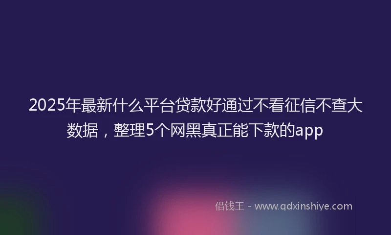 2025年最新什么平台贷款好通过不看征信不查大数据，整理5个网黑真正能下款的app