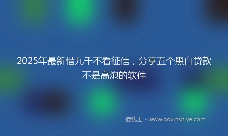 2025年最新借九千不看征信，分享五个黑白贷款不是高炮的软件