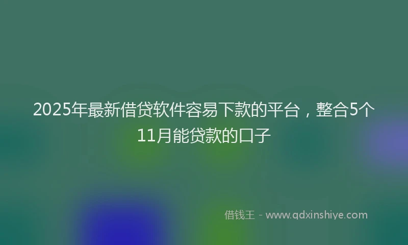 2025年最新借贷软件容易下款的平台，整合5个11月能贷款的口子