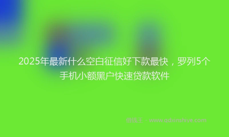 2025年最新什么空白征信好下款最快，罗列5个手机小额黑户快速贷款软件