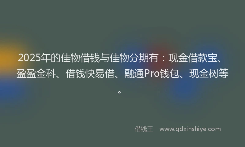 2025年的佳物借钱与佳物分期有：现金借款宝、盈盈金科、借钱快易借、融通Pro钱包、现金树等。