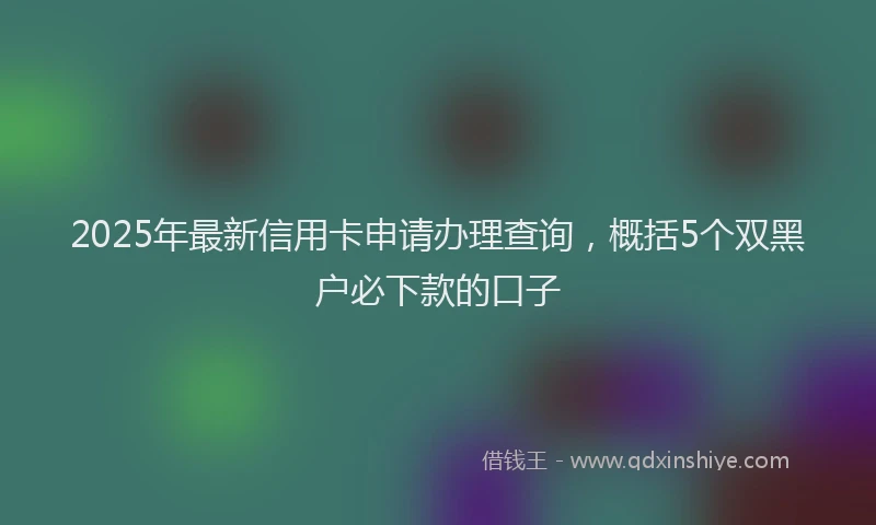 2025年最新信用卡申请办理查询，概括5个双黑户必下款的口子
