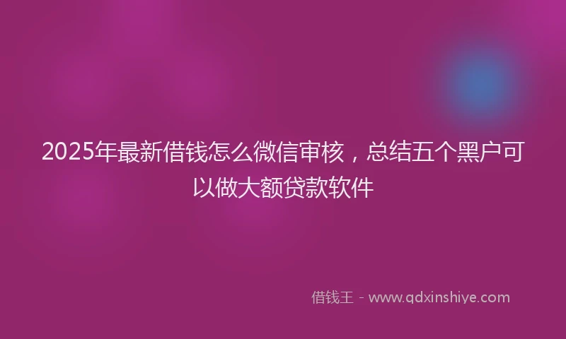 2025年最新借钱怎么微信审核，总结五个黑户可以做大额贷款软件