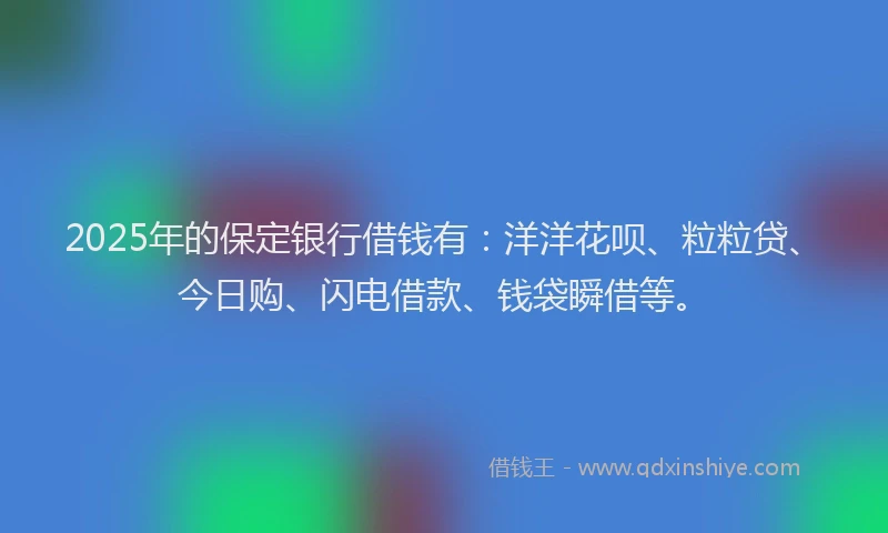 2025年的保定银行借钱有：洋洋花呗、粒粒贷、今日购、闪电借款、钱袋瞬借等。