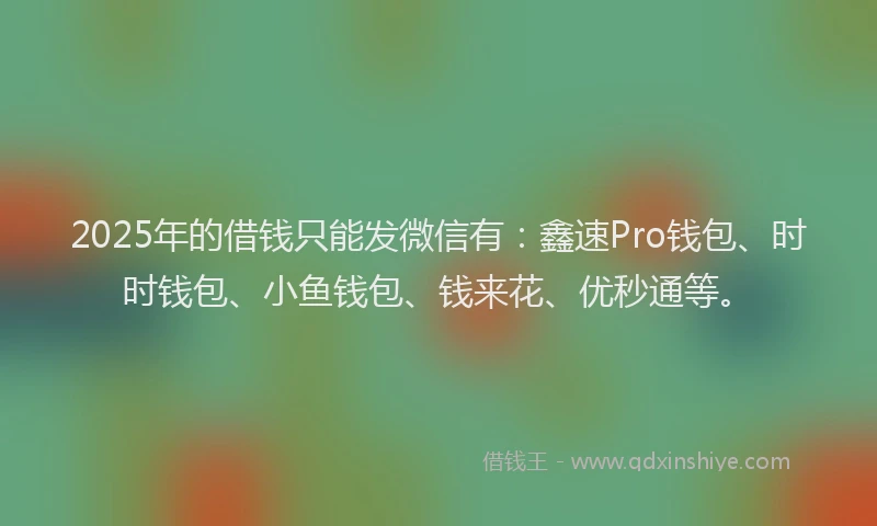 2025年的借钱只能发微信有：鑫速Pro钱包、时时钱包、小鱼钱包、钱来花、优秒通等。
