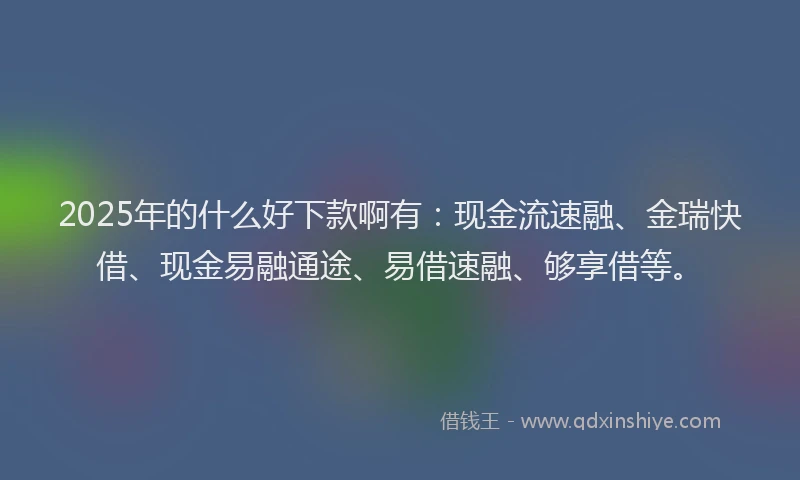 2025年的什么好下款啊有：现金流速融、金瑞快借、现金易融通途、易借速融、够享借等。