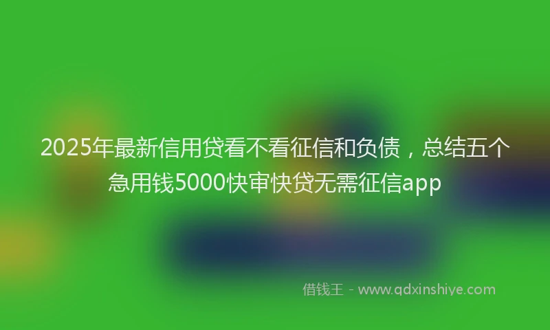 2025年最新信用贷看不看征信和负债，总结五个急用钱5000快审快贷无需征信app