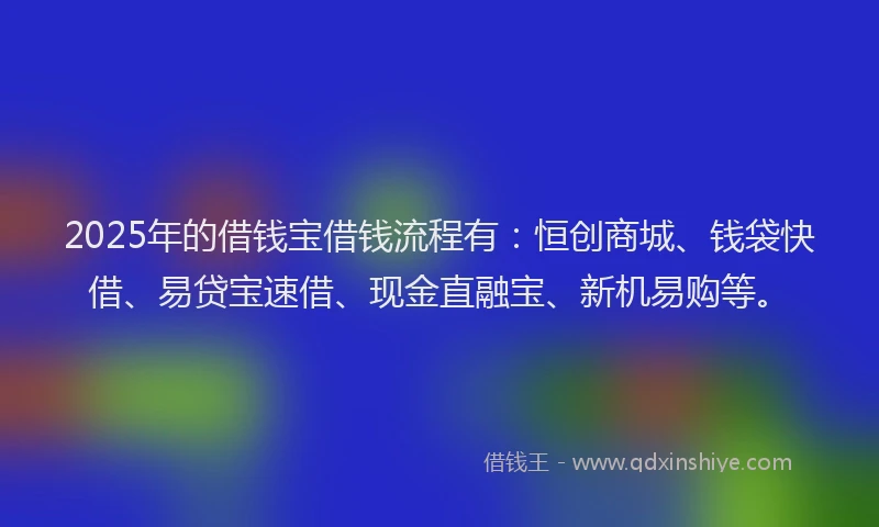 2025年的借钱宝借钱流程有：恒创商城、钱袋快借、易贷宝速借、现金直融宝、新机易购等。