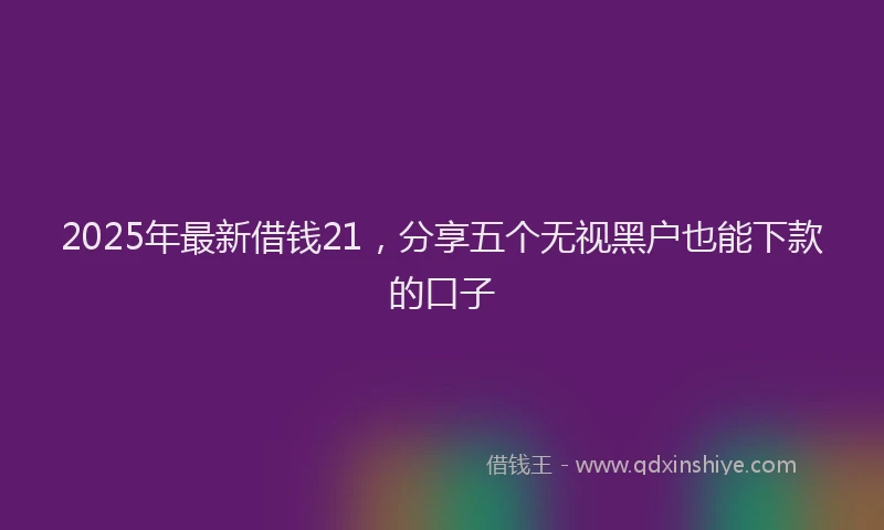 2025年最新借钱21，分享五个无视黑户也能下款的口子