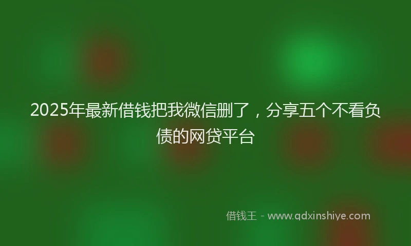 2025年最新借钱把我微信删了，分享五个不看负债的网贷平台