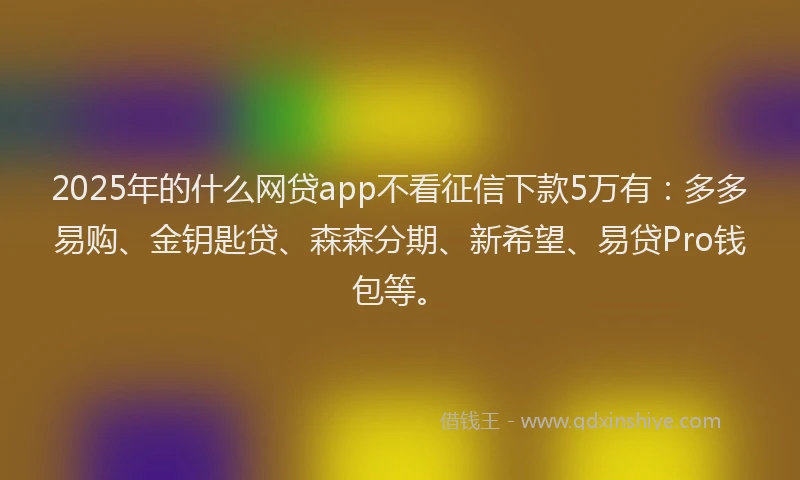 2025年的什么网贷app不看征信下款5万有：多多易购、金钥匙贷、森森分期、新希望、易贷Pro钱包等。