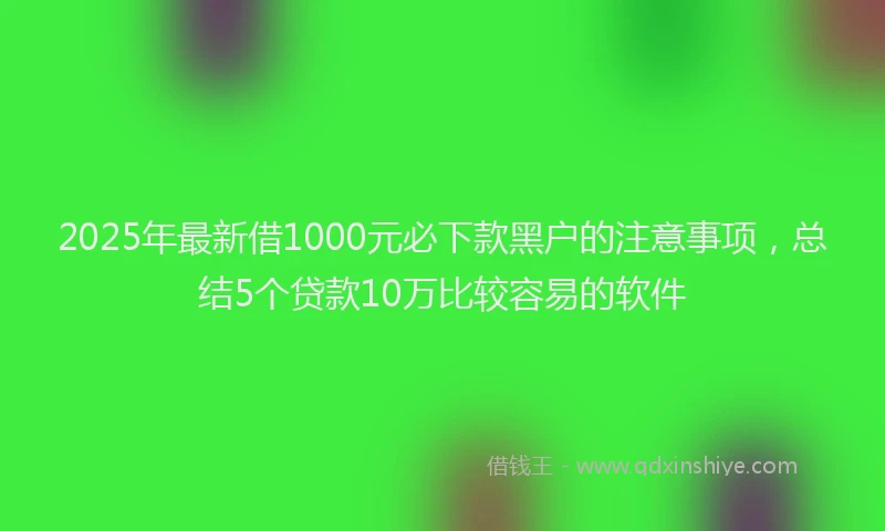 2025年最新借1000元必下款黑户的注意事项，总结5个贷款10万比较容易的软件