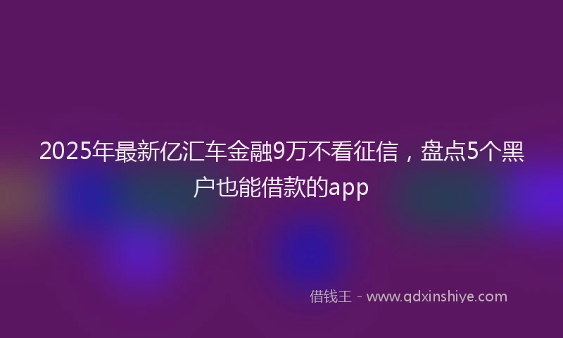 2025年最新亿汇车金融9万不看征信，盘点5个黑户也能借款的app
