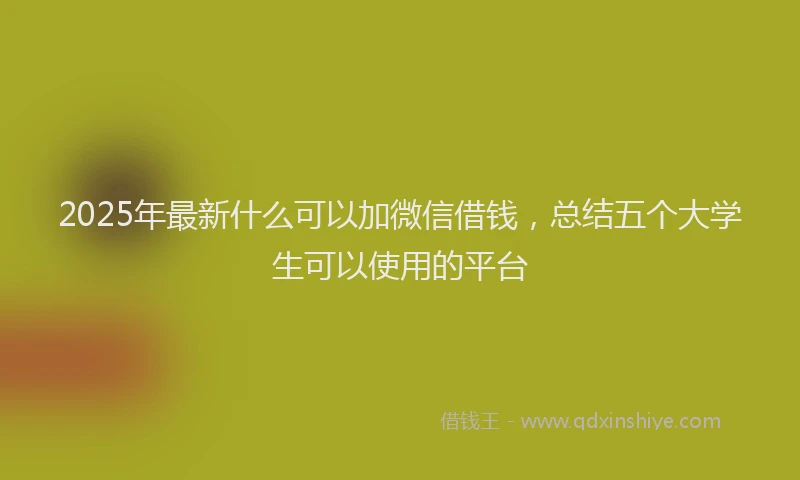 2025年最新什么可以加微信借钱，总结五个大学生可以使用的平台