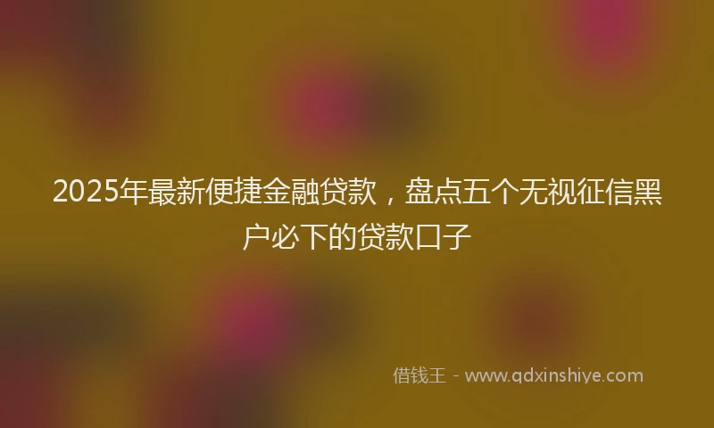 2025年最新便捷金融贷款，盘点五个无视征信黑户必下的贷款口子