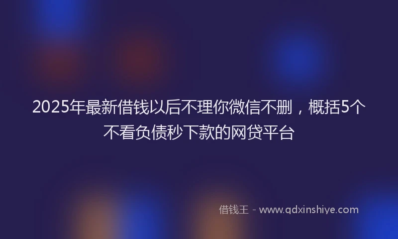 2025年最新借钱以后不理你微信不删，概括5个不看负债秒下款的网贷平台