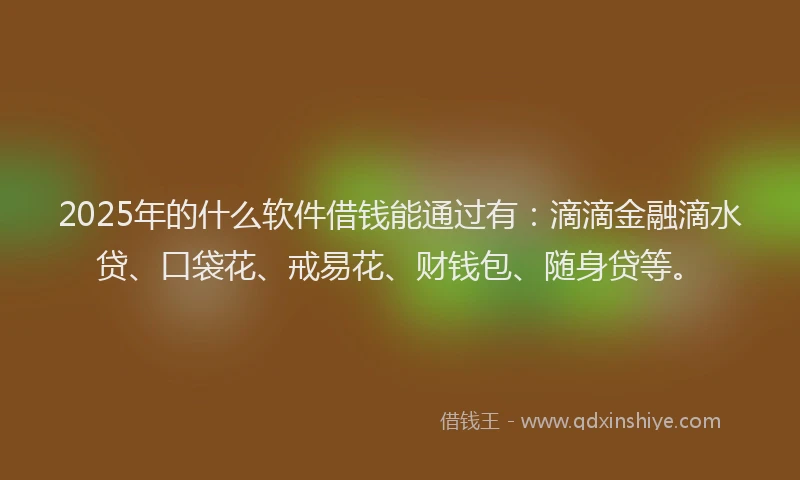 2025年的什么软件借钱能通过有：滴滴金融滴水贷、口袋花、戒易花、财钱包、随身贷等。