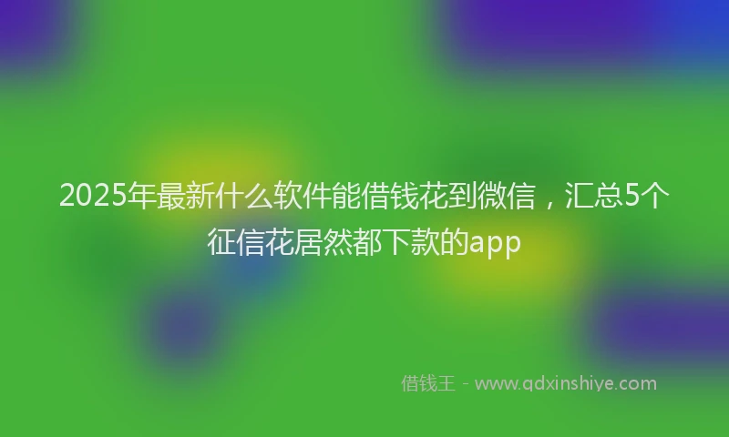 2025年最新什么软件能借钱花到微信，汇总5个征信花居然都下款的app