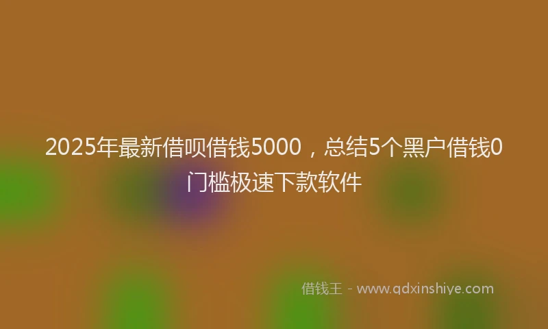 2025年最新借呗借钱5000，总结5个黑户借钱0门槛极速下款软件