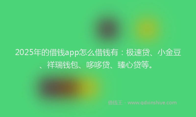 2025年的借钱app怎么借钱有：极速贷、小金豆、祥瑞钱包、哆哆贷、臻心贷等。