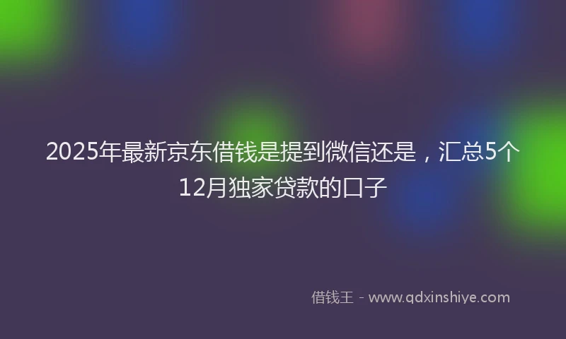 2025年最新京东借钱是提到微信还是，汇总5个12月独家贷款的口子