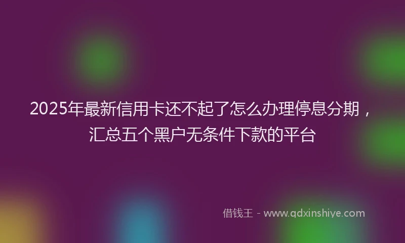 2025年最新信用卡还不起了怎么办理停息分期，汇总五个黑户无条件下款的平台