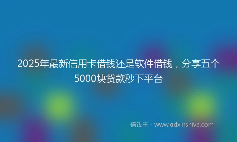 2025年最新信用卡借钱还是软件借钱，分享五个5000块贷款秒下平台
