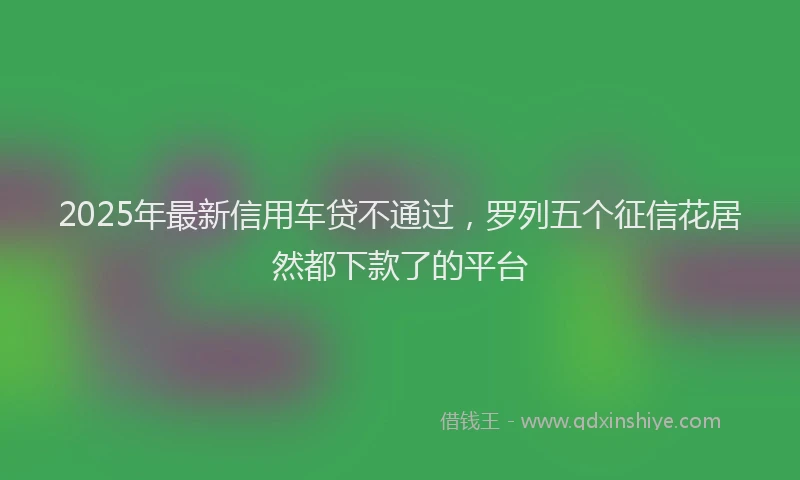 2025年最新信用车贷不通过，罗列五个征信花居然都下款了的平台