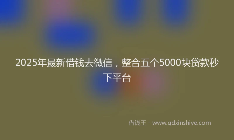 2025年最新借钱去微信，整合五个5000块贷款秒下平台