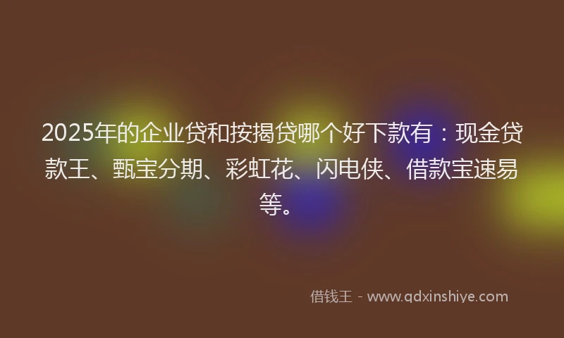 2025年的企业贷和按揭贷哪个好下款有：现金贷款王、甄宝分期、彩虹花、闪电侠、借款宝速易等。