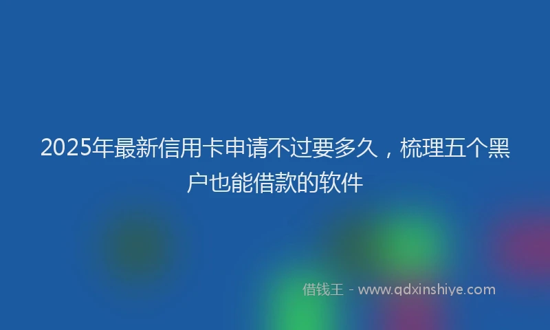 2025年最新信用卡申请不过要多久，梳理五个黑户也能借款的软件