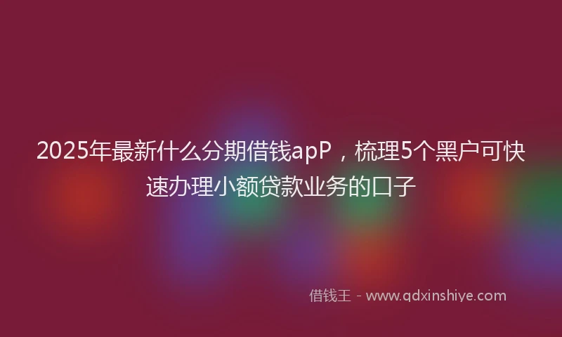 2025年最新什么分期借钱apP，梳理5个黑户可快速办理小额贷款业务的口子