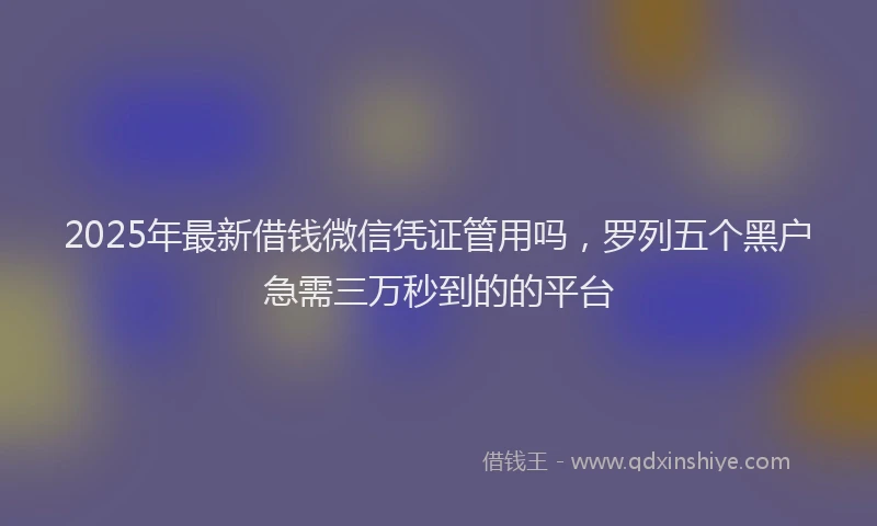 2025年最新借钱微信凭证管用吗，罗列五个黑户急需三万秒到的的平台
