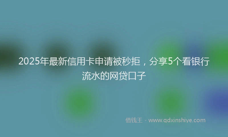 2025年最新信用卡申请被秒拒，分享5个看银行流水的网贷口子
