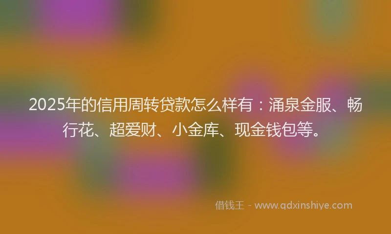 2025年的信用周转贷款怎么样有：涌泉金服、畅行花、超爱财、小金库、现金钱包等。
