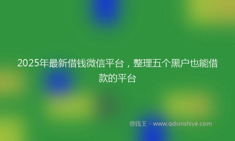 2025年最新借钱微信平台，整理五个黑户也能借款的平台