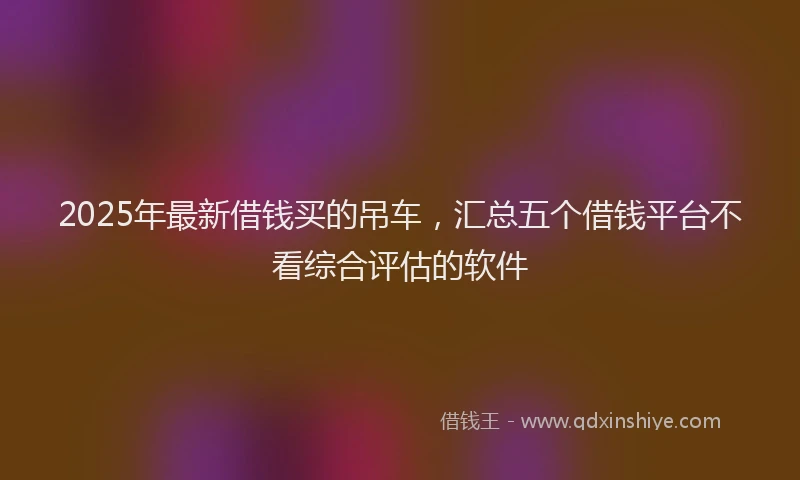2025年最新借钱买的吊车，汇总五个借钱平台不看综合评估的软件