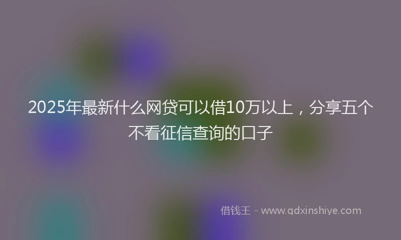 2025年最新什么网贷可以借10万以上，分享五个不看征信查询的口子