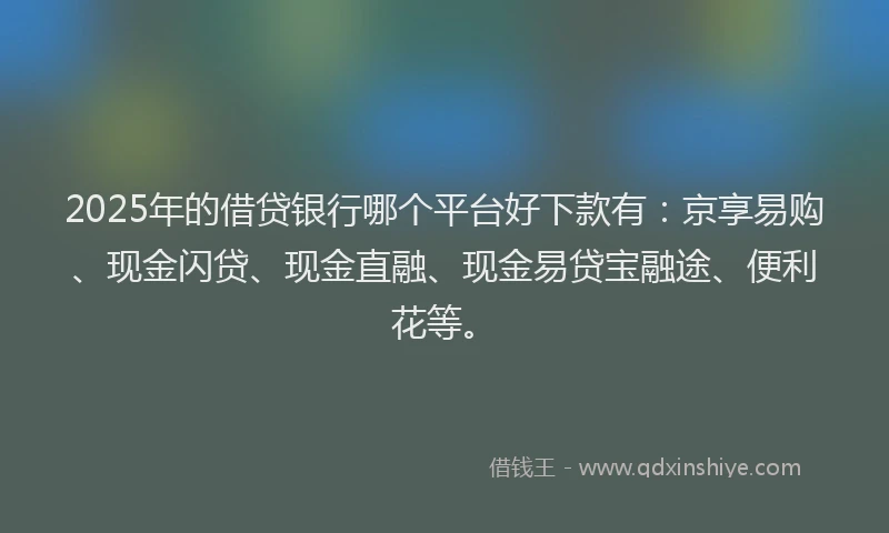 2025年的借贷银行哪个平台好下款有：京享易购、现金闪贷、现金直融、现金易贷宝融途、便利花等。