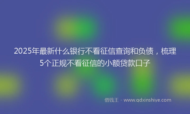 2025年最新什么银行不看征信查询和负债，梳理5个正规不看征信的小额贷款口子