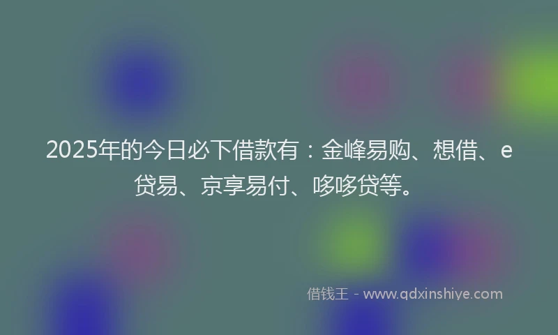 2025年的今日必下借款有：金峰易购、想借、e贷易、京享易付、哆哆贷等。